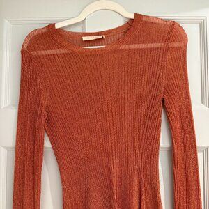 Ulla Johnson see through burnt orange shirt